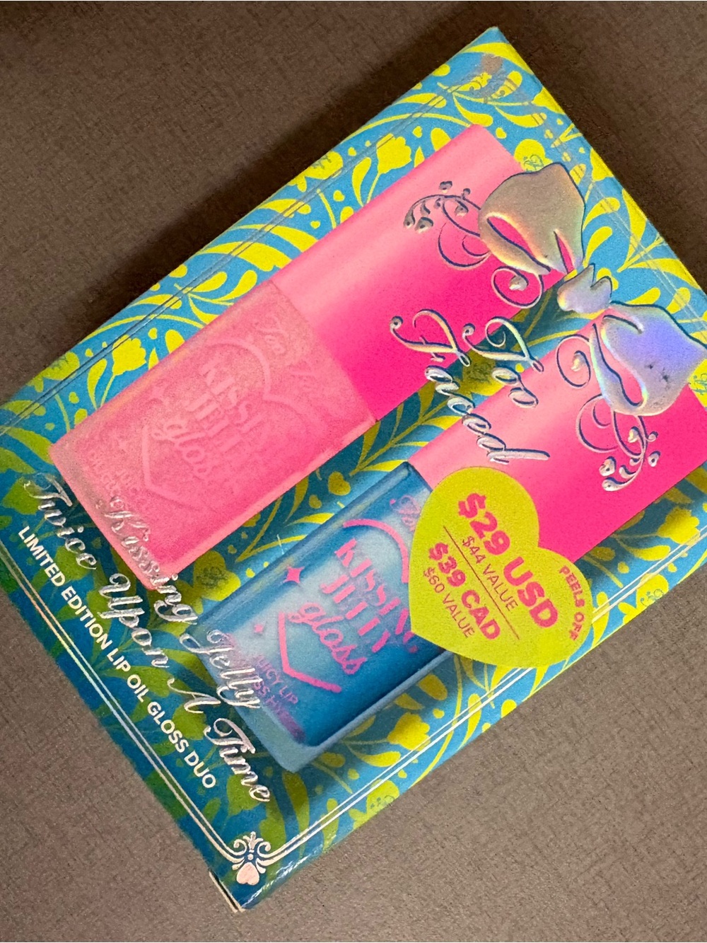 Two Faced Kissing Jelly Twice Upon A Time Limited Edition Lip Oil Gloss Duo